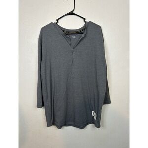 Under Armour Project Rock Men's XL 3/4 Sleeve Henley Shirt Grey 1346095-012 EUC